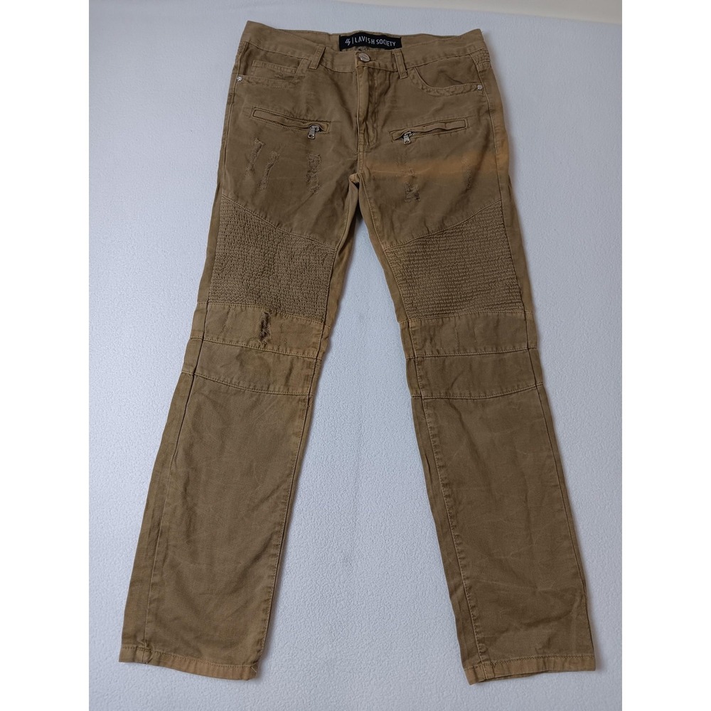 Lavish Society Chino Pants Mens 32x30 Beige Slim Tapered Canvas Casual